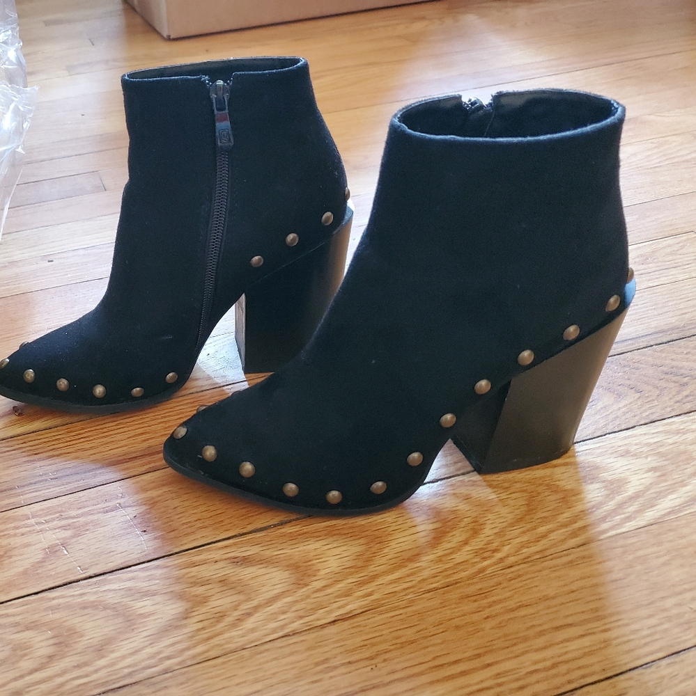 Suede studded booties